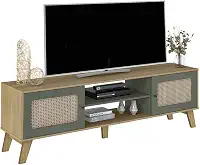 Rack para TV até 75" com 2 portas de abrir CHARLOTTE cor Carvalho c/Menta - Artely