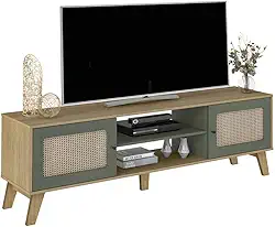 Rack para TV até 75" com 2 portas de abrir CHARLOTTE cor Carvalho c/Menta - Artely