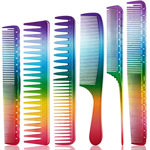 6 Pieces Rainbow Hair Comb Hair Cutting Comb Salon Hair Comb Rainbow Rat Tail Comb Portable Hair Cutting Comb Teasing Comb For Various Hair Types For Christmas Present #TOP25