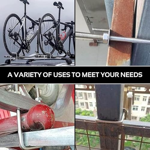 wadafen 6 Stück U Bügel M6,Bügelschrauben,80 x 50 mm U Bolzen,U-Schrauben,Vierkant-Bügel,Vierkant U-Bolzen Edelstahl,mit Gewinde Mutter Rahmen und Gegenplatte,für Abschleppen,Autos,Schiffen