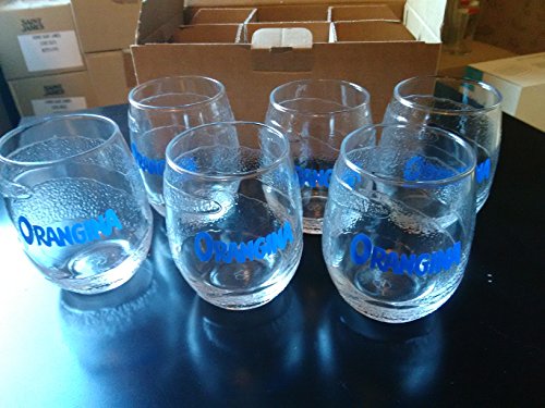 Orangina - Juego de 6 vasos, diseño en relieve simulando corteza de naranja, color azul Cover