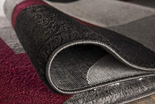 Rugshop Modern Circles Carpet Easy Maintenance For Home Office,Living Room,Bedroom,Kitchen Soft Area Rug 10' X 14' Burgundy #TOP4