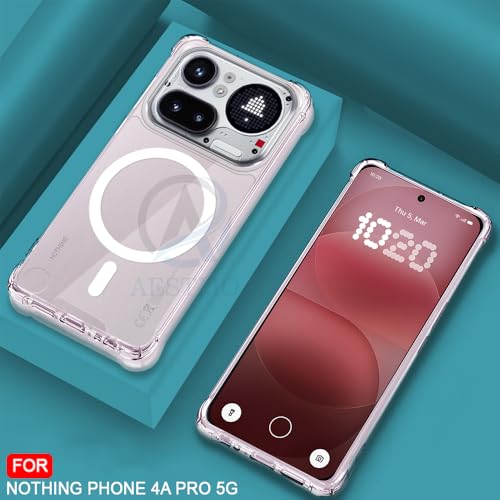 Image of AESTMO Clear Back Cover for Nothing Phone 4A Pro | 360 Protection | Transparent Back Cover for Nothing Phone 4A Pro (PC + TPU, Compatible with MagSafe Accessories, Transparent Bumper)