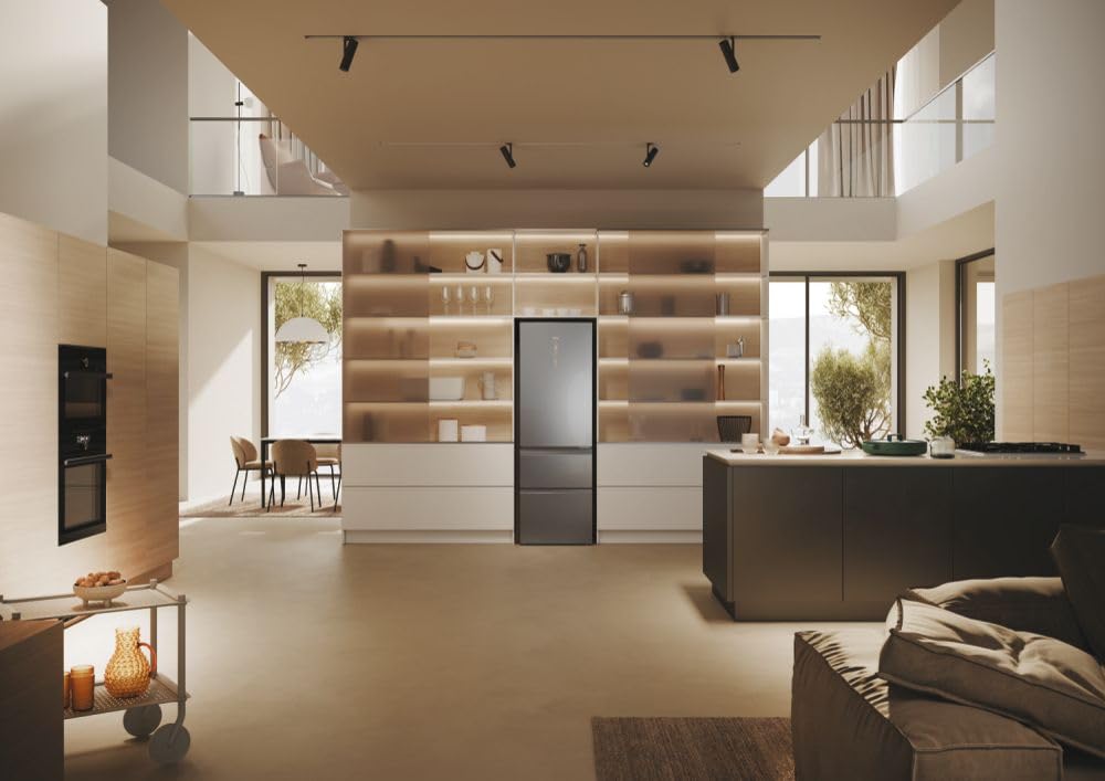 Haier 3D 60 seria 5 HTW5618DNMG lodówko-zamrażarka/Total No Frost/Smart hON-App/Easy Access szuflady zamrażarki do 30% oszczędności/MyZone Pro/XXL pojemność użytkowa / 35 dB (A) / front ze stali nierdzewnej