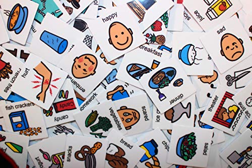Smile4Autism Small 1.5"X1.5" Loose Visual Picture Cards, Receptive And Expressive Language, Speech Articulation Therapy, Asd, Add, Adhd, Apraxia, & Stroke Patients. (Cartoon Icons 162 Pcs, Laminate) #TOP15