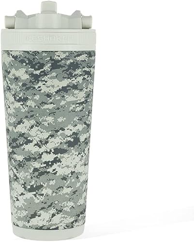 Ice Shaker 26 Oz Sport Bottle, Stainless Steel Water Bottle with Straw Lid, As Seen on Shark Tank, Insulated Water Bottle and Sports Water Bottle, Army