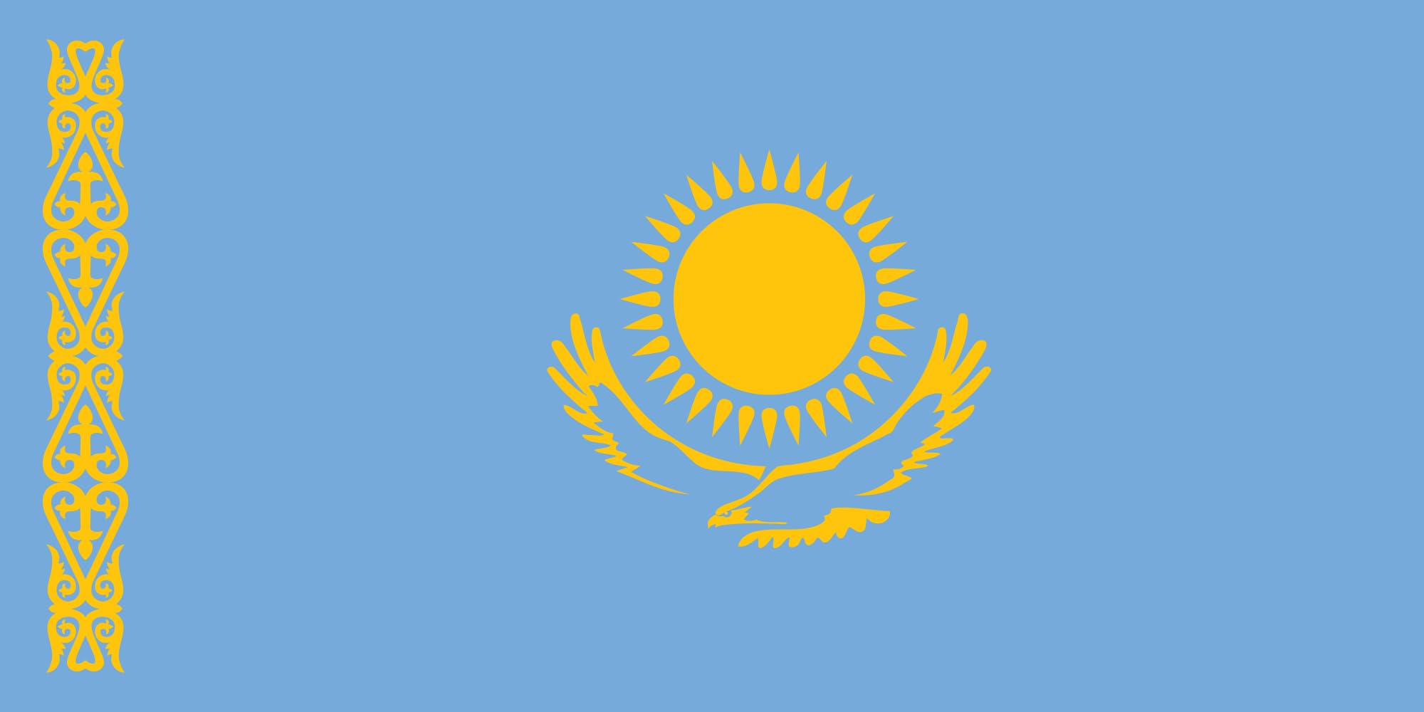 Drapeau Kazakhstan grand format paysage bleu ciel pour extérieur