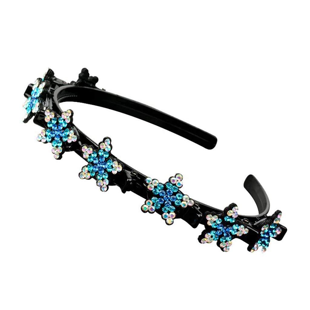 Sweet Hairstyle Hairpin For Rhinestone Bangs Double Layer Headband With Clips Twist Plait Hair Hoop Braided Headbands Rhinestone Headband Elastic Bangs Hairstyle Hairpin