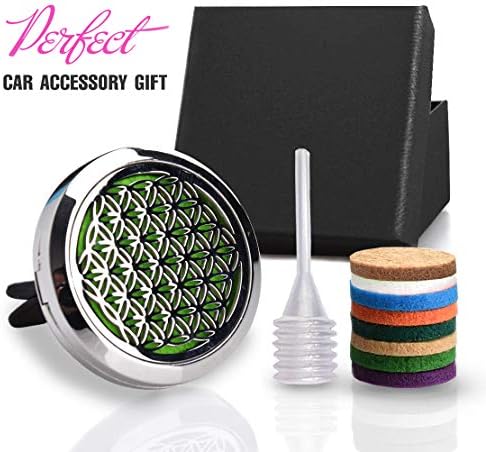 Flower of Life Car Essential Oil Diffuser,1.2" Aromatherapy Essential Oil Vent Clip,Fragrance Locket-Waterless & Wireless