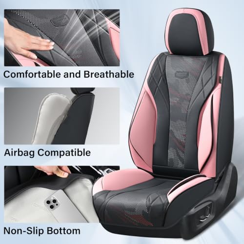 Image of Coverado Front Car Seat Covers, 2 Pack Seat Covers Front Seats, Waterproof Driver Seat Covers Universal Fit for Most Cars SUV Trucks (Front, Blackpink)