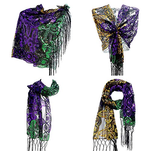 Frienda Mardi Gras Outfit for Women Mardi Gras Poncho Scarf Shawl Costume Apparel Accessories Masquerade Party(1)