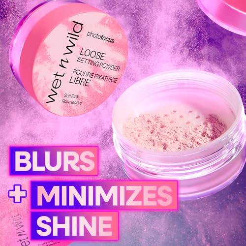 Image of wet n wild Photo Focus Loose Setting Powder, Lightweight Silky Formula, Radiant Tint for a Luminous Glow, Blurring & Oil-Control Finish, Long-Lasting Makeup Setting Powder, Cruelty-Free - Soft Pink