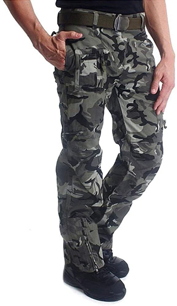 MAGCOMSEN Mens Cargo Trousers Combat Pants Work Trousers Hiking Tactical Walking Trousers with Multi Pockets,Camo,34