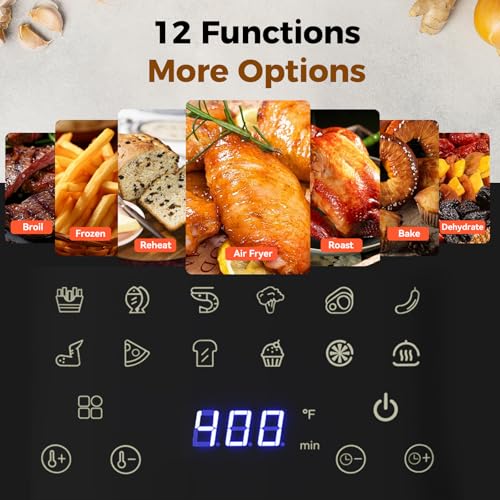 Image of OLIXIS 8.5Qt Air Fryer, 12-In-1 Large Air Fryer for Family, 400F Rapid Air Crispy Technology, Roast Bake Dehydrate Reheat, Nonstick & Easy-Clean Basket, 1800W, Silver
