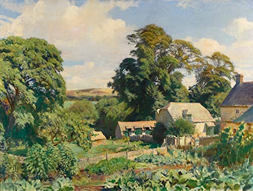 Tableau George Spencer Watson impression sur toile Le Jardin du Cottage pour bureau 60x90cm