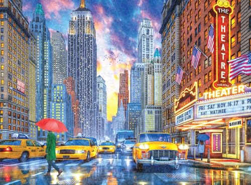 Rompecabezas Buffalo Games - Dominic Davidson - Manhattan bajo la lluvia - 1000 piezas | Arte de Dominic Davison, Hecho en EE.UU., Cartón reciclado, Tamaño terminado 26,75 x 19,75 pulgadas, Incluye póster, Arte enmarcable, Ideal para regalo miniatura 2
