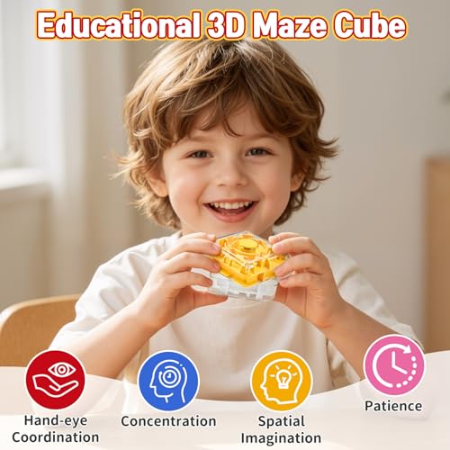 MUUHU 2-in-1 Fidget Spinner Maze Cube, Spining Fidget Toys for Kids Adults Teen Boys Stress Relief ADHD Anxiety Handheld 3D Puzzle Cube Brain Teaser Games Office Desk Cool Gadgets (2 Level) - Image 2