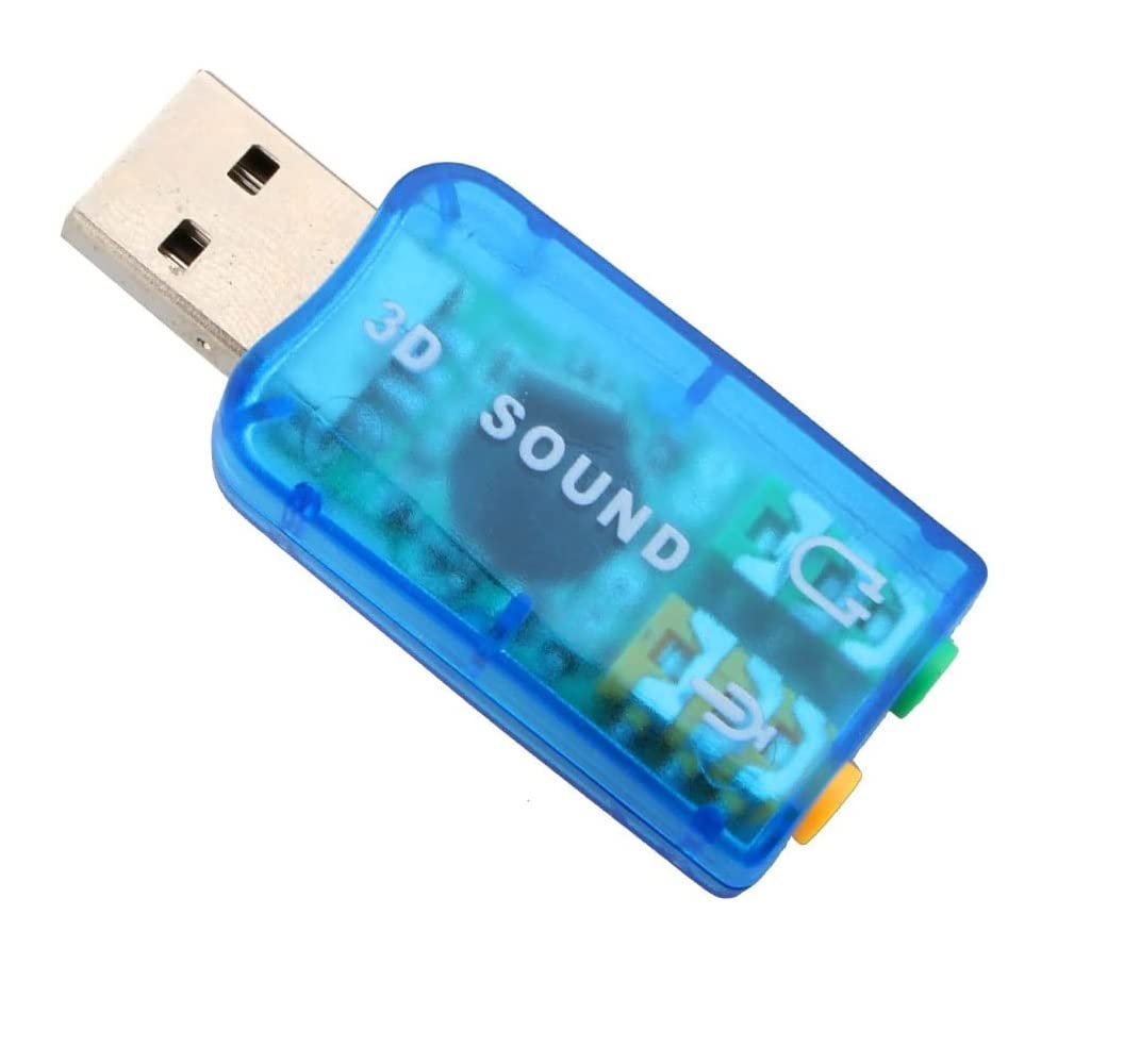 PC Sound Card Adapter, USB 2.0 Virtual External Mic Speaker Adapter 3D 5.1 Channel Audio Connector Built-in Digital Class-B Power Amplifier (Integrated 2 Channel)
