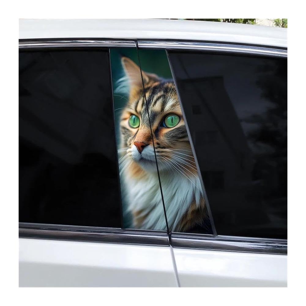 Decorative Items 2pcs Cat Pattern Car B Pillar Waterproof Decal Covering Scratched(J)