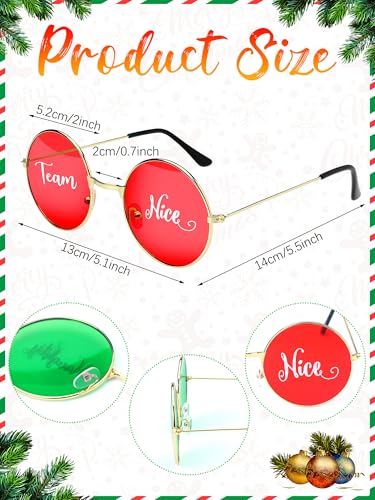 Flutesan Christmas Party Sunglasses Supplies Team Naughty or Nice Red and Green Christmas Decoration2