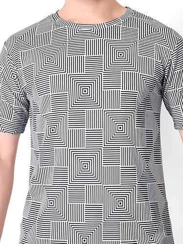 Image of Round Collar Cotton Poly Striped Printed T Shirt for Men Half Sleeve T-Shirt