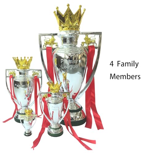 LNGODEHO Silver European England Soccer League Champion Trophy with Keychain for Fan Collectibles Souvenir Home Decor Ornament (16cm/6.3inch)