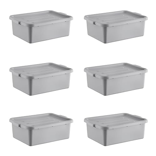 Miniatura 7 de Paquete de 6 bañeras de polipropileno con tapa, caja de autobús duradera para uso profesional de alimentos, bañera de plástico para restaurante,