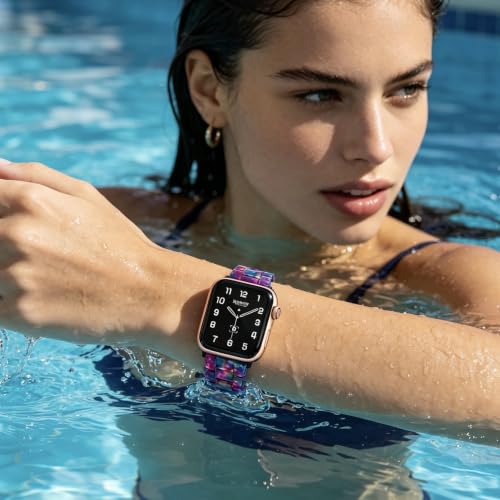 Image of CRIS-BAND Resin Bands Compatible with Apple Watch Series 11 /10 /9 /8 /7 Bands 46mm 45mm 44mm 42mm 41mm 40mm for Women, Strap for iWatch Ultra 3 /2 49mm Series 6 /5 /4 /3 /2 /1 /SE3 Slim Bracelet Wristband