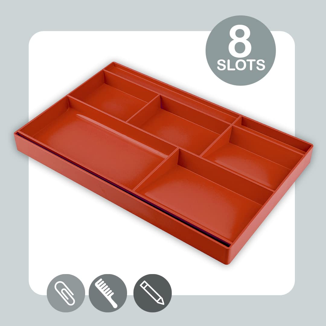 Acrimet Plateau De Rangement De Tiroir De Bureau En Plastique Avec 8 Compartiments - Multifonction Pour Fournitures De Bureau, Maquillage Et Accessoires - S'adapte à L'intérieur Des Tiroirs Ou De