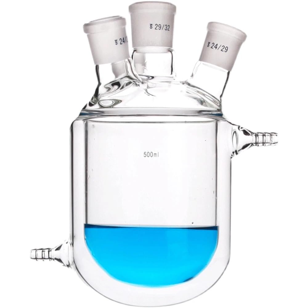 Matraz aforado de borosilicato, N/A 250 500 1000 ml Frasco reactor de vidrio con revestimiento de doble capa de 4 cuellos Matraz de vidrio for laboratorio Experimento(1000ml 29-24-24-24)