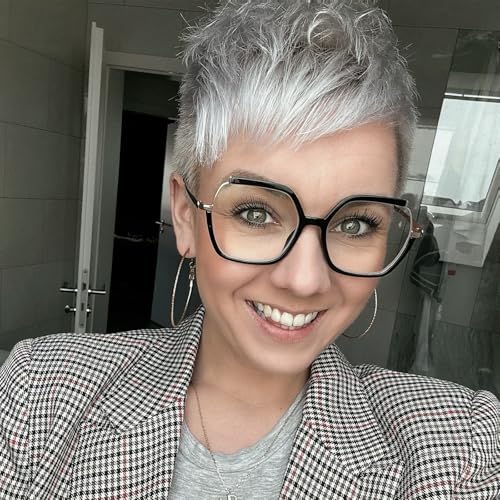 Image of Zeelool Square Glasses Frames for Women Oversized Black Fake Eyeglasses With Clear Lens Fashion Lightweight Full Eyewear Glasses Alexia JGX883711-01