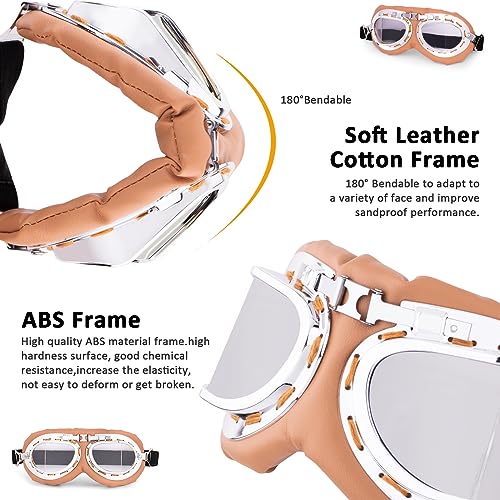 Image of Peicees Vintage Helmet Goggles Motorcycle Goggles Bike Motorcross Pilot Goggle