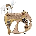 Plutus Pet Tactical Dog Harness with All Metal Buckles, Adjustable, No-pull Service Dog Vest with Molle System for Small Medium Large Dogs (Khaki, S)