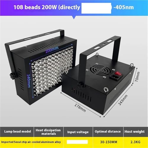 Lampe UV LED pour durcissement rapide encre résine 200W
