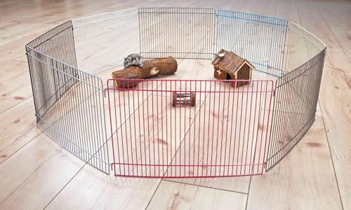 TRIXIE Indoor Freilaufgehege – Kleintiergehege für Mäuse & Hamster – erweiterbar – lackiertes Metall – Ø 86 × 23 cm – 6247