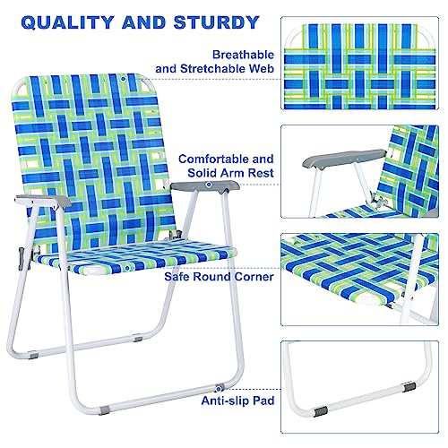 image for VINGLI Oversized Patio Lawn Chairs Folding 1 Piece, Webbed Folding Cha