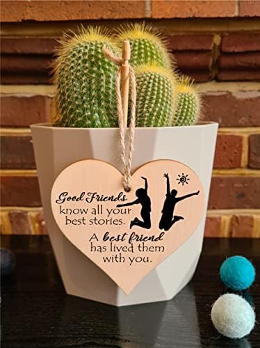 Handmade Wooden Hanging Heart Plaque Gift Perfect for your Best Friend Friendship Keepsake