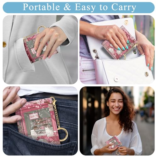 Cute Anime White Cats Small Wallets, Kawaii Japanese Rfid Womens Wallet, Slim Thin Trifold Woman Wallet, Travel PU Leather Card Holder Wallet, Mini Key Chain Cash Wallet, Girly Gifts2