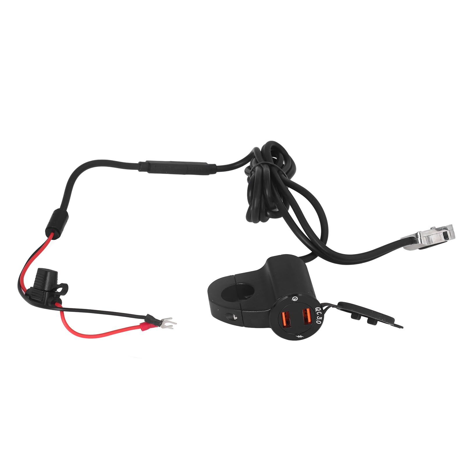 Kikumi Cargador de Teléfono Móvil para Motocicleta y Vehículo Eléctrico, Pantalla Digital de Voltaje QC3.0, Cargador USB Dual con Interruptor de Aleación de Aluminio