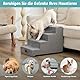 COZY KISS Hundetreppe für Kleine Hunde, 4 Stufen Breiter Haustiertreppe für Bett Couch Auto, 45cm Hoch Hochdichtem Schaumstoff Katzentreppe mit Abnehmbarem Bezug (Grau, 60x45x45cm, 4)