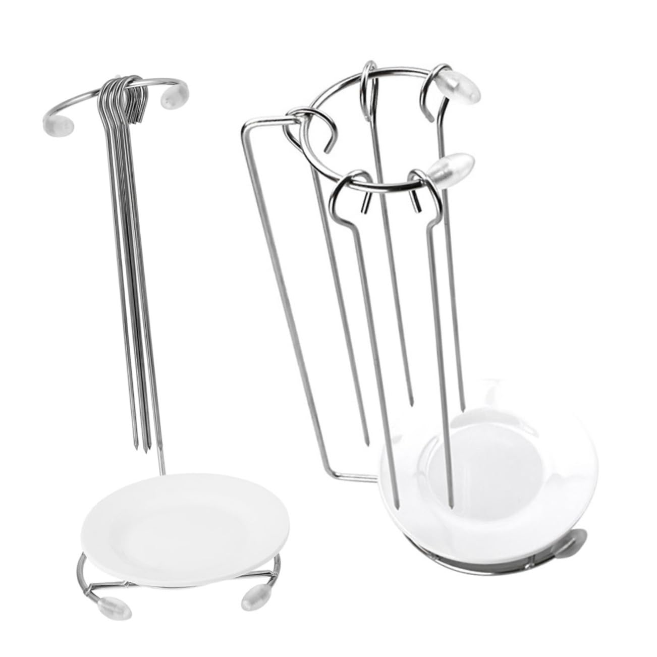 Abaodam 2Sets Stainless Steel Barbecue Hangers Durable Bbq Skewer Rack for Outdoor Cooking Includes Picks Picks for Easy Grilling for Camping and Home Use