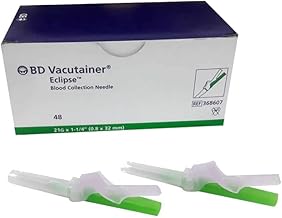 Vacutainer Eclipse Blood Collection Needle, 21G x 1.25", Green Needle Cap, 48 Count