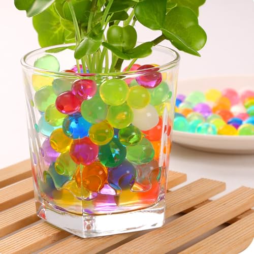 YESLUSY Wasserperlen Bunte 50000 & 200 XXL, Ungiftig für Pflanzen, Blumen, Vase Füllstoff und Deko