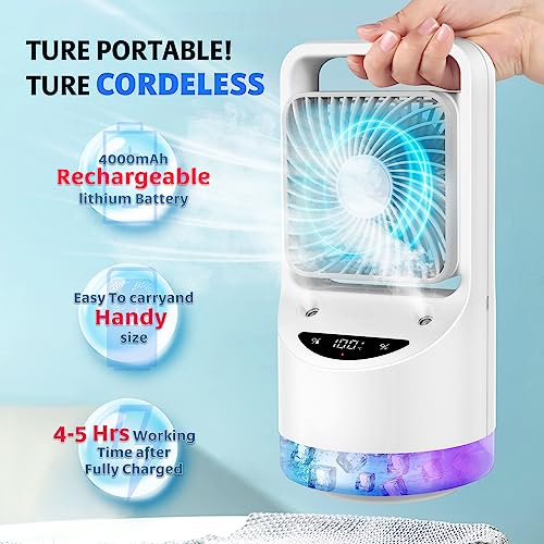 Chill2.0 Mini Air Conditioner With 90° Oscillation, Portable Air Conditioner, Evaporative Air Cooler, 3 Speeds Personal Space Cooler Humidifier, Small Portable Ac Desk Spray Fan For Home Office Room #TOP3