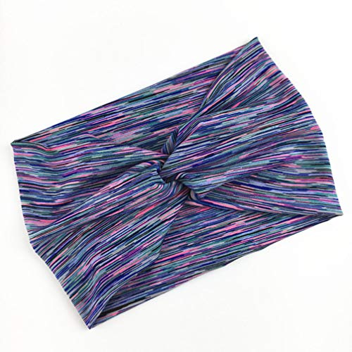 Minkissy Bandanas turbante torcidas Boho para yoga e treino esportivo (azul violeta cinza, vinho, ve