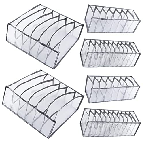 BPILOTBPILOT Organizer Sort Drawer Nylon Divider For Folding Ties Scarfs Socks Shorts Clothes Room Organizationc Bra Storage Boxes Underwear (6 7 11grids 2pcs)