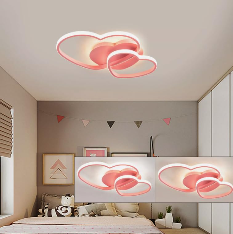 Lampada da soffitto dimmerabile, a forma di cuore, per cameretta dei bambini, camera da letto, per saloni, cucina, studio, 51 x 33 x 8 cm