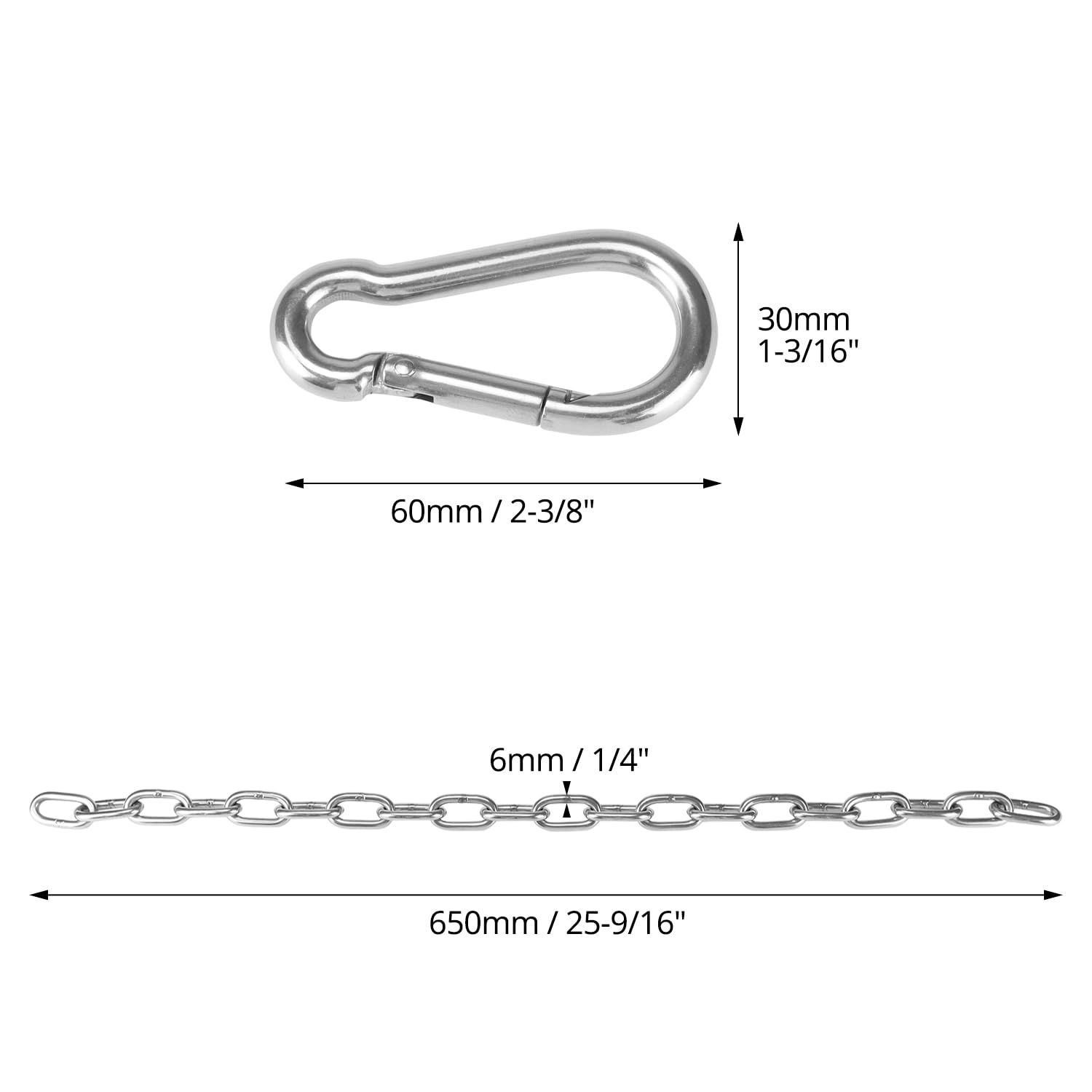 3 Pezzi 50-cm = 0,5 Metri Catena Di Prolunga In Acciaio Inox Di 3 Mm Di Spessore Carico Di Rottura Max 350 Kg Con Grillo Connettori A Vite In V4A Set - Foto 7