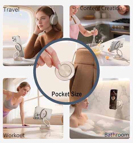 Image of 2026 Next-Gen Suction Cup Phone Mount Cute 360 Zinc Alloy 109 LBS Phone Stand Vacuum Magnetic Car Holder for MagSafe Strongest Accessories for iPhone 16 15 14... Android