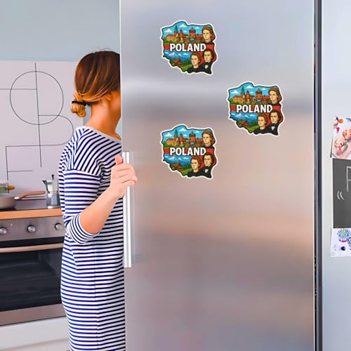 Image of Zesta Wooden Fridge Magnets Set | Refrigerator Decor Magnets for Kitchen | India Souvenir Fridge Magnet Collection | Wooden Magnet for Fridge Door Decoration (Poland)